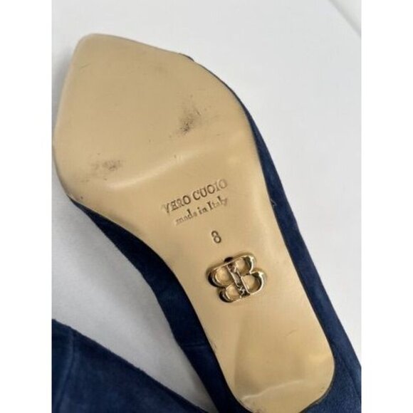 BEAUTIISOLES Claudia Pointed Toe Pump Size 8 In Navy Suede Leather - Picture 12 of 16